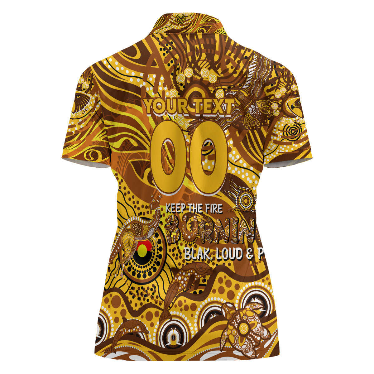 Custom NAIDOC Week 2024 Hawks Women Polo Shirt Aboriginal Animals Keep The Fire Burning