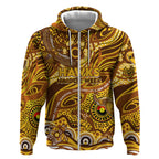 Custom NAIDOC Week 2024 Hawks Zip Hoodie Aboriginal Animals Keep The Fire Burning