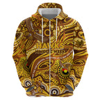 Custom NAIDOC Week 2024 Hawks Zip Hoodie Aboriginal Animals Keep The Fire Burning