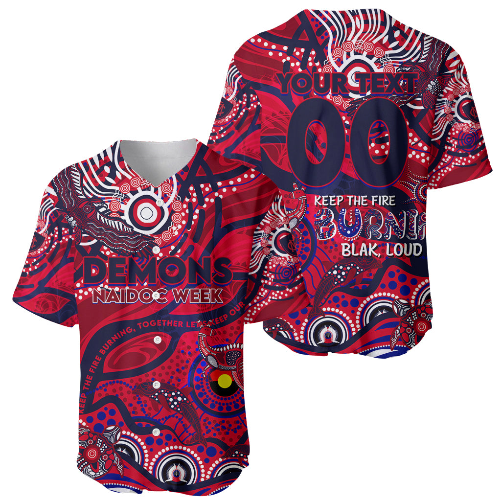 Custom NAIDOC Week 2024 Demons Baseball Jersey Aboriginal Animals Keep The Fire Burning