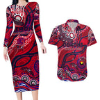 Custom NAIDOC Week 2024 Demons Couples Matching Long Sleeve Bodycon Dress and Hawaiian Shirt Aboriginal Animals Keep The Fire Burning