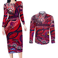 Custom NAIDOC Week 2024 Demons Couples Matching Long Sleeve Bodycon Dress and Long Sleeve Button Shirt Aboriginal Animals Keep The Fire Burning