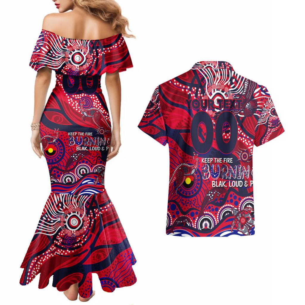 Custom NAIDOC Week 2024 Demons Couples Matching Mermaid Dress and Hawaiian Shirt Aboriginal Animals Keep The Fire Burning