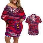 Custom NAIDOC Week 2024 Demons Couples Matching Off Shoulder Short Dress and Hawaiian Shirt Aboriginal Animals Keep The Fire Burning