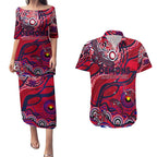 Custom NAIDOC Week 2024 Demons Couples Matching Puletasi and Hawaiian Shirt Aboriginal Animals Keep The Fire Burning