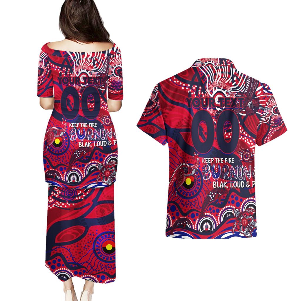Custom NAIDOC Week 2024 Demons Couples Matching Puletasi and Hawaiian Shirt Aboriginal Animals Keep The Fire Burning