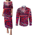 Custom NAIDOC Week 2024 Demons Couples Matching Puletasi and Long Sleeve Button Shirt Aboriginal Animals Keep The Fire Burning