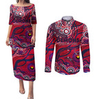 Custom NAIDOC Week 2024 Demons Couples Matching Puletasi and Long Sleeve Button Shirt Aboriginal Animals Keep The Fire Burning