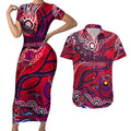 Custom NAIDOC Week 2024 Demons Couples Matching Short Sleeve Bodycon Dress and Hawaiian Shirt Aboriginal Animals Keep The Fire Burning