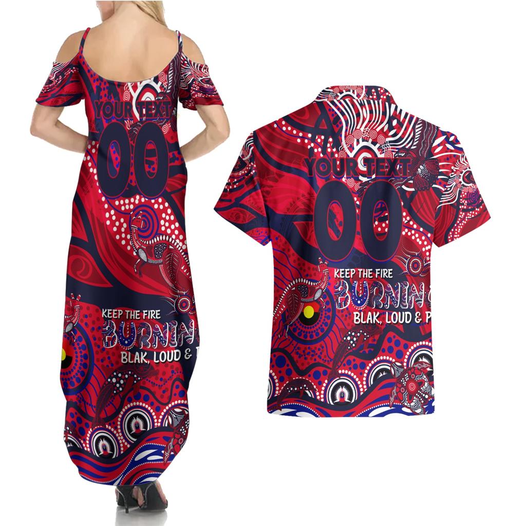 Custom NAIDOC Week 2024 Demons Couples Matching Summer Maxi Dress and Hawaiian Shirt Aboriginal Animals Keep The Fire Burning
