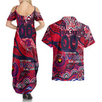 Custom NAIDOC Week 2024 Demons Couples Matching Summer Maxi Dress and Hawaiian Shirt Aboriginal Animals Keep The Fire Burning