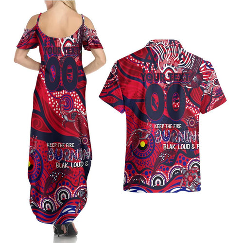 Custom NAIDOC Week 2024 Demons Couples Matching Summer Maxi Dress and Hawaiian Shirt Aboriginal Animals Keep The Fire Burning