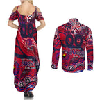 Custom NAIDOC Week 2024 Demons Couples Matching Summer Maxi Dress and Long Sleeve Button Shirt Aboriginal Animals Keep The Fire Burning