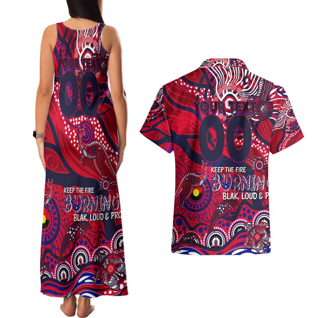 Custom NAIDOC Week 2024 Demons Couples Matching Tank Maxi Dress and Hawaiian Shirt Aboriginal Animals Keep The Fire Burning