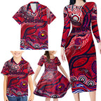 Custom NAIDOC Week 2024 Demons Family Matching Long Sleeve Bodycon Dress and Hawaiian Shirt Aboriginal Animals Keep The Fire Burning