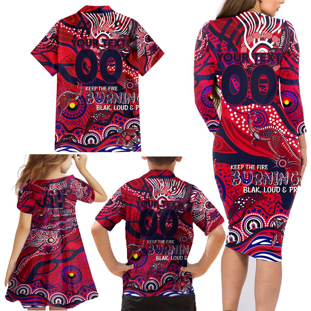 Custom NAIDOC Week 2024 Demons Family Matching Long Sleeve Bodycon Dress and Hawaiian Shirt Aboriginal Animals Keep The Fire Burning
