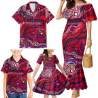 Custom NAIDOC Week 2024 Demons Family Matching Mermaid Dress and Hawaiian Shirt Aboriginal Animals Keep The Fire Burning