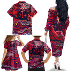 Custom NAIDOC Week 2024 Demons Family Matching Off The Shoulder Long Sleeve Dress and Hawaiian Shirt Aboriginal Animals Keep The Fire Burning
