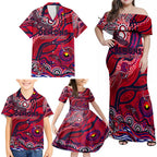 Custom NAIDOC Week 2024 Demons Family Matching Off Shoulder Maxi Dress and Hawaiian Shirt Aboriginal Animals Keep The Fire Burning