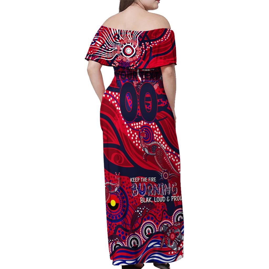 Custom NAIDOC Week 2024 Demons Family Matching Off Shoulder Maxi Dress and Hawaiian Shirt Aboriginal Animals Keep The Fire Burning