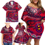 Custom NAIDOC Week 2024 Demons Family Matching Off Shoulder Short Dress and Hawaiian Shirt Aboriginal Animals Keep The Fire Burning
