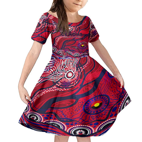 Custom NAIDOC Week 2024 Demons Family Matching Off Shoulder Short Dress and Hawaiian Shirt Aboriginal Animals Keep The Fire Burning