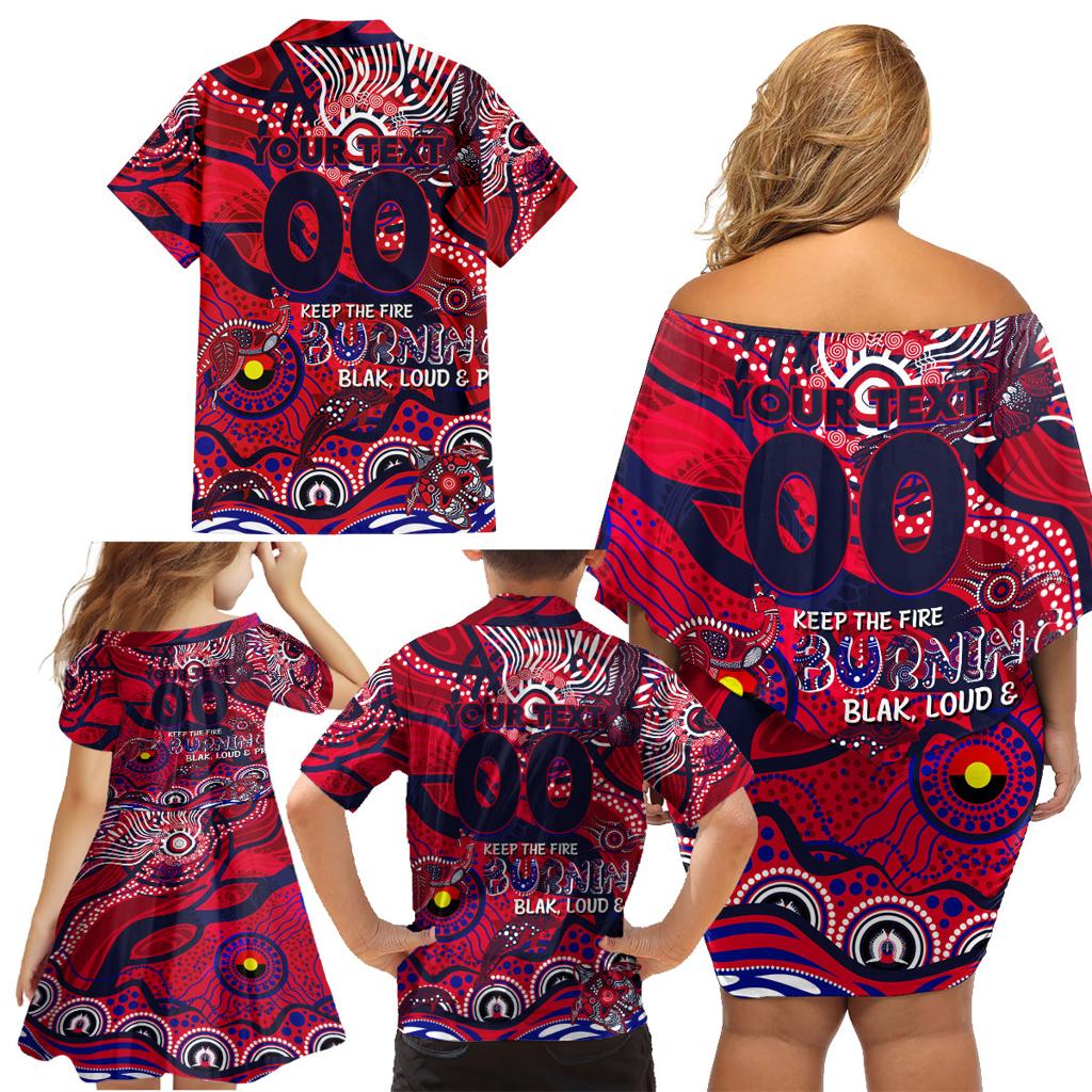 Custom NAIDOC Week 2024 Demons Family Matching Off Shoulder Short Dress and Hawaiian Shirt Aboriginal Animals Keep The Fire Burning