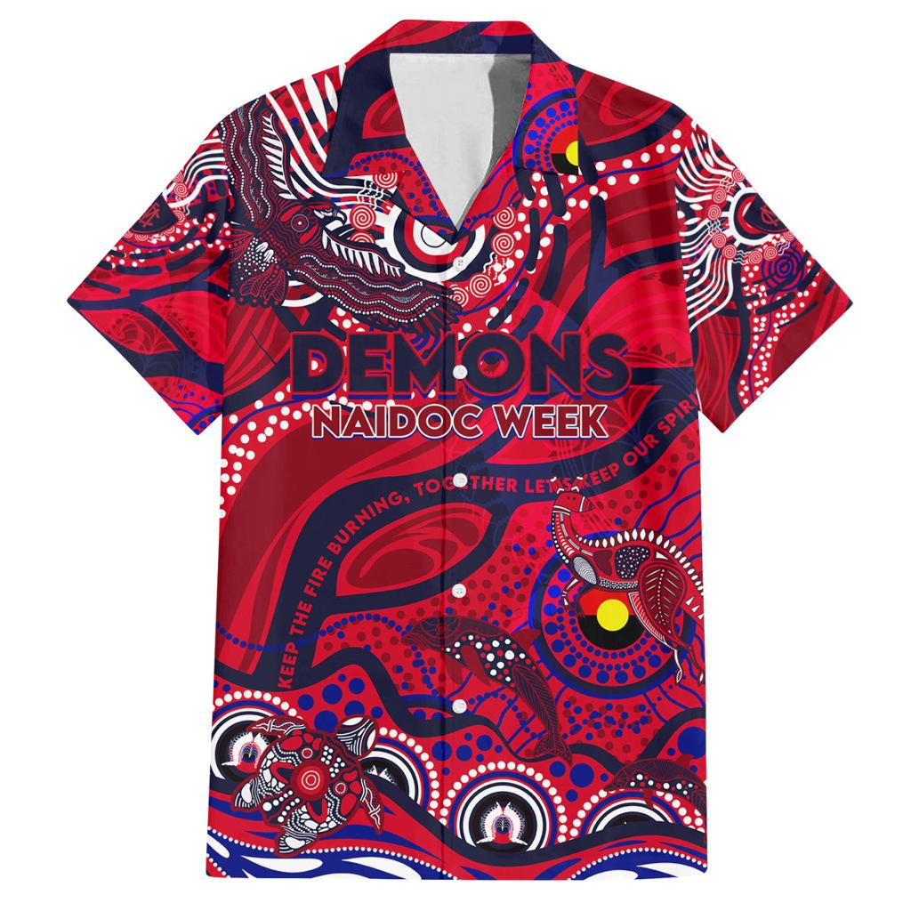 Custom NAIDOC Week 2024 Demons Family Matching Off Shoulder Short Dress and Hawaiian Shirt Aboriginal Animals Keep The Fire Burning