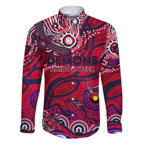 Custom NAIDOC Week 2024 Demons Family Matching Off Shoulder Short Dress and Hawaiian Shirt Aboriginal Animals Keep The Fire Burning