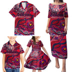 Custom NAIDOC Week 2024 Demons Family Matching Puletasi and Hawaiian Shirt Aboriginal Animals Keep The Fire Burning