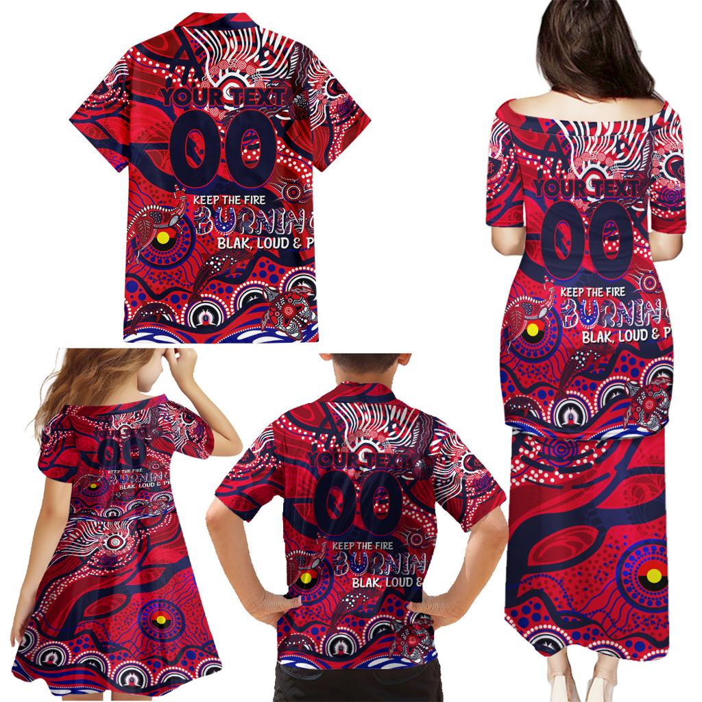 Custom NAIDOC Week 2024 Demons Family Matching Puletasi and Hawaiian Shirt Aboriginal Animals Keep The Fire Burning
