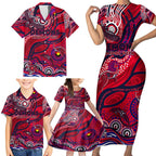 Custom NAIDOC Week 2024 Demons Family Matching Short Sleeve Bodycon Dress and Hawaiian Shirt Aboriginal Animals Keep The Fire Burning