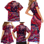 Custom NAIDOC Week 2024 Demons Family Matching Short Sleeve Bodycon Dress and Hawaiian Shirt Aboriginal Animals Keep The Fire Burning