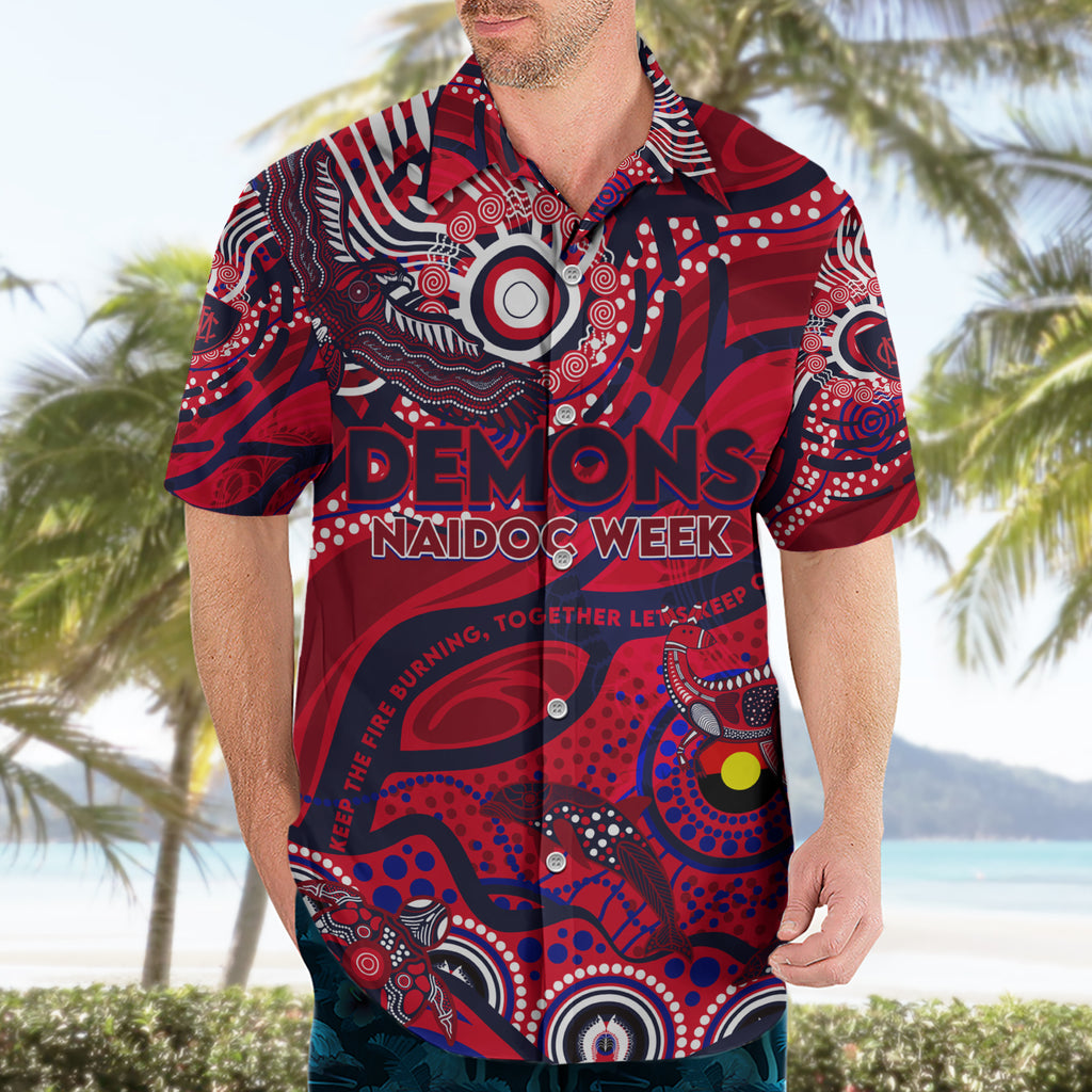 Custom NAIDOC Week 2024 Demons Hawaiian Shirt Aboriginal Animals Keep The Fire Burning