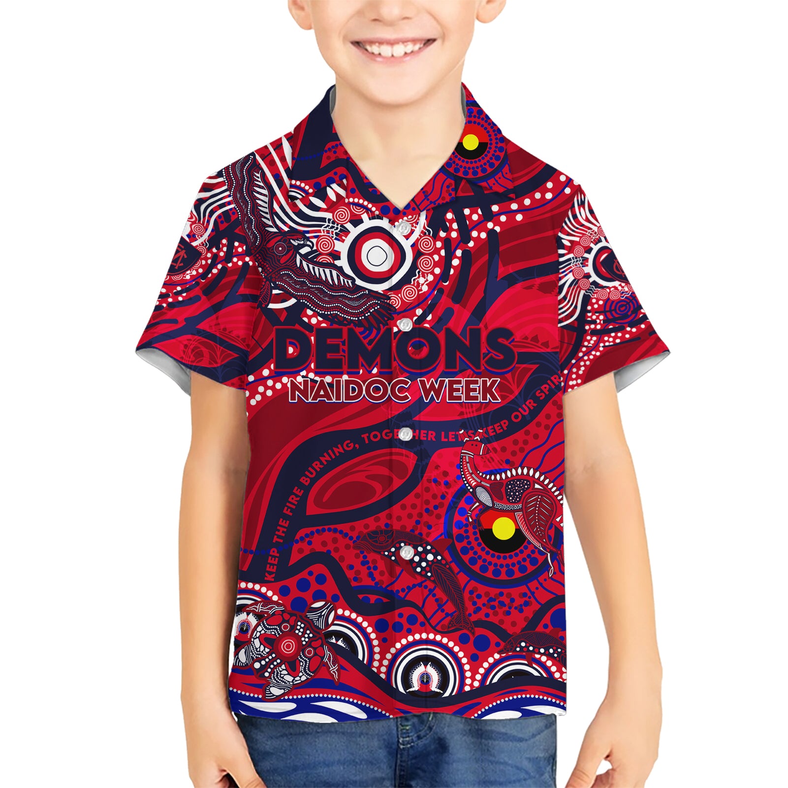 Custom NAIDOC Week 2024 Demons Hawaiian Shirt Aboriginal Animals Keep The Fire Burning