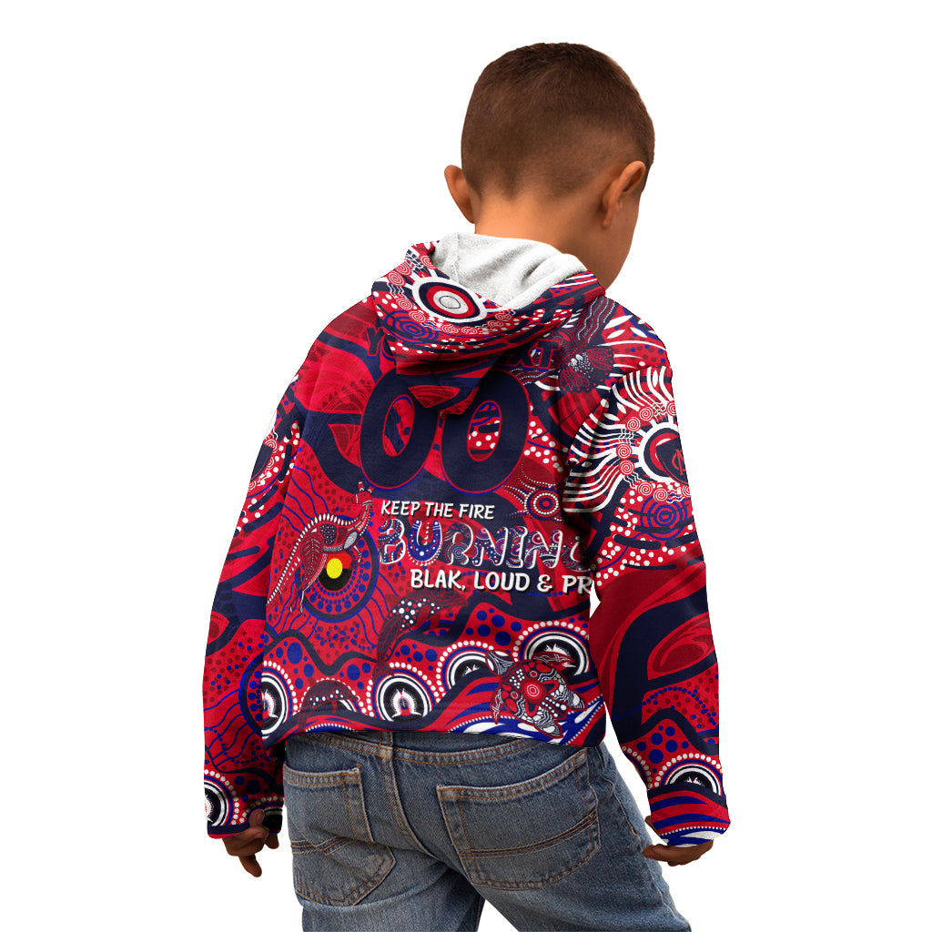Custom NAIDOC Week 2024 Demons Kid Hoodie Aboriginal Animals Keep The Fire Burning