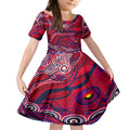 Custom NAIDOC Week 2024 Demons Kid Short Sleeve Dress Aboriginal Animals Keep The Fire Burning