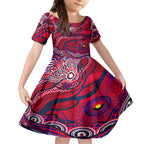 Custom NAIDOC Week 2024 Demons Kid Short Sleeve Dress Aboriginal Animals Keep The Fire Burning