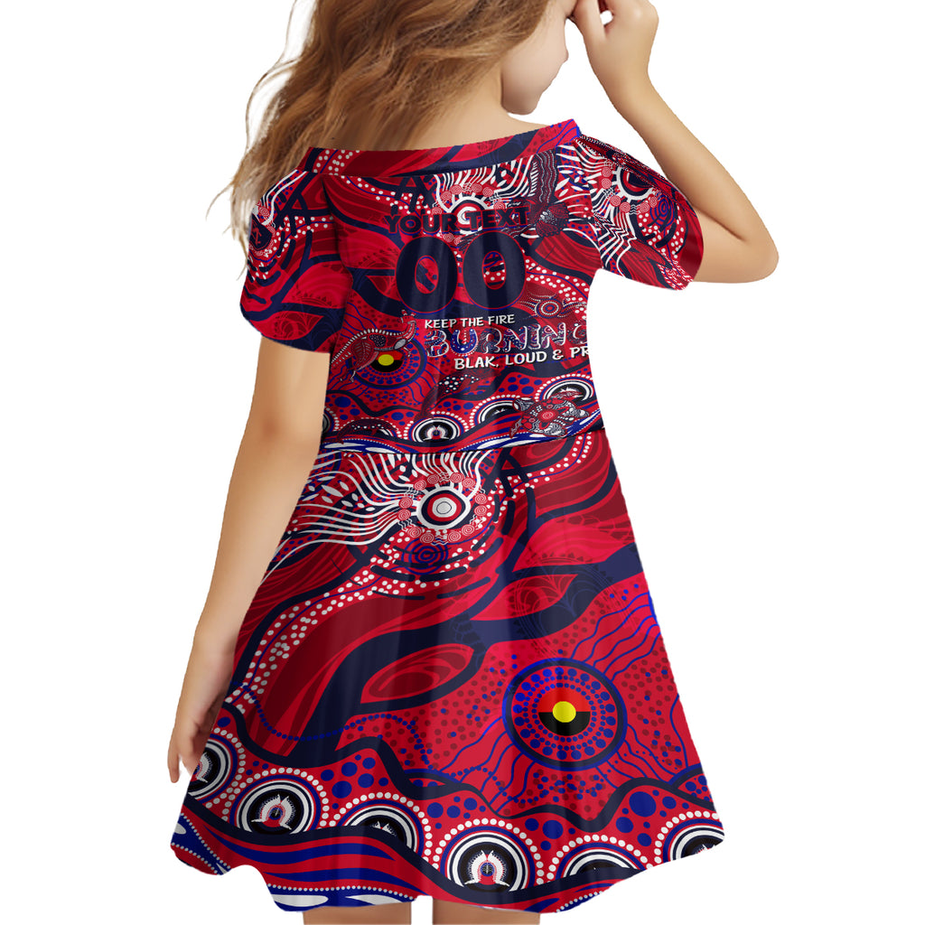 Custom NAIDOC Week 2024 Demons Kid Short Sleeve Dress Aboriginal Animals Keep The Fire Burning