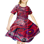 Custom NAIDOC Week 2024 Demons Kid Short Sleeve Dress Aboriginal Animals Keep The Fire Burning