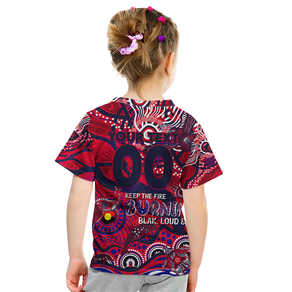 Custom NAIDOC Week 2024 Demons Kid T Shirt Aboriginal Animals Keep The Fire Burning