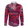 Custom NAIDOC Week 2024 Demons Long Sleeve Button Shirt Aboriginal Animals Keep The Fire Burning
