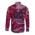 Custom NAIDOC Week 2024 Demons Long Sleeve Button Shirt Aboriginal Animals Keep The Fire Burning