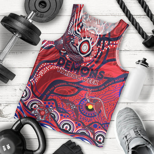 Custom NAIDOC Week 2024 Demons Men Tank Top Aboriginal Animals Keep The Fire Burning