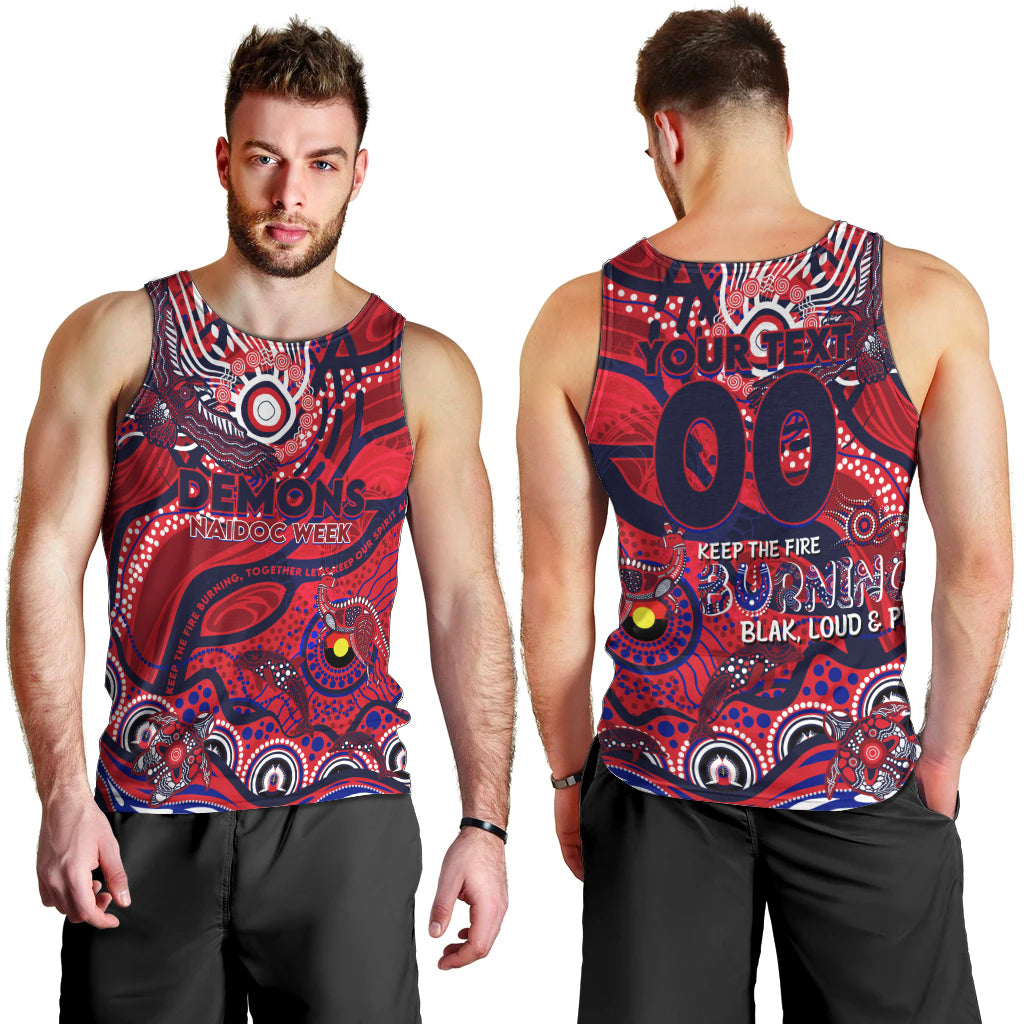Custom NAIDOC Week 2024 Demons Men Tank Top Aboriginal Animals Keep The Fire Burning