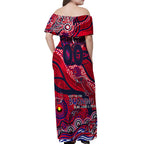 Custom NAIDOC Week 2024 Demons Off Shoulder Maxi Dress Aboriginal Animals Keep The Fire Burning