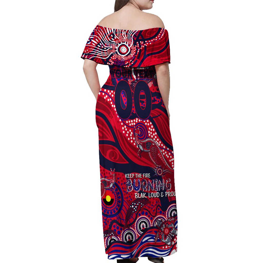 Custom NAIDOC Week 2024 Demons Off Shoulder Maxi Dress Aboriginal Animals Keep The Fire Burning