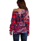 Custom NAIDOC Week 2024 Demons Off Shoulder Sweater Aboriginal Animals Keep The Fire Burning