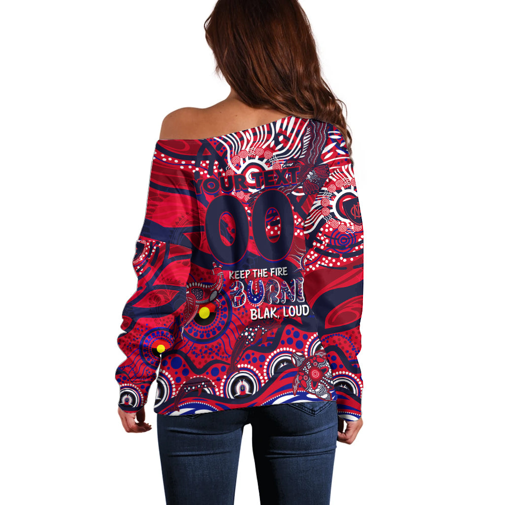 Custom NAIDOC Week 2024 Demons Off Shoulder Sweater Aboriginal Animals Keep The Fire Burning