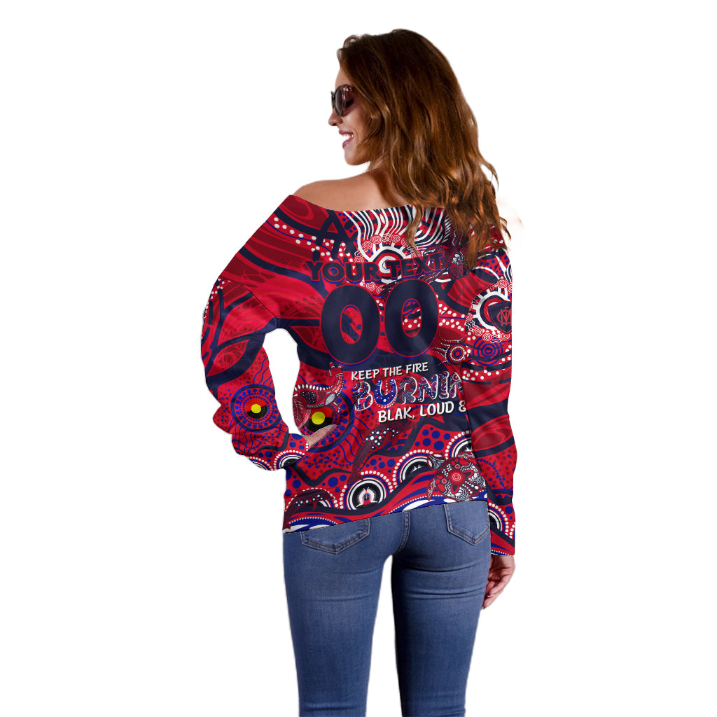 Custom NAIDOC Week 2024 Demons Off Shoulder Sweater Aboriginal Animals Keep The Fire Burning